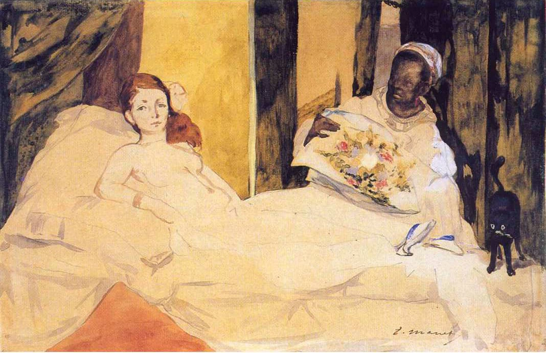 243-Édouard Manet, Olympia, studio, 1863-Museo d'Orsay, Parigi-dettaglio  